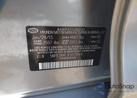 2015 Hyundai Sonata Limited из США, поврежденный, VIN 5NPE34AF3FH177144
